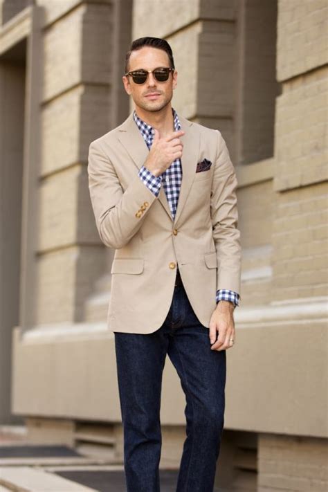 khaki pants black blazer.